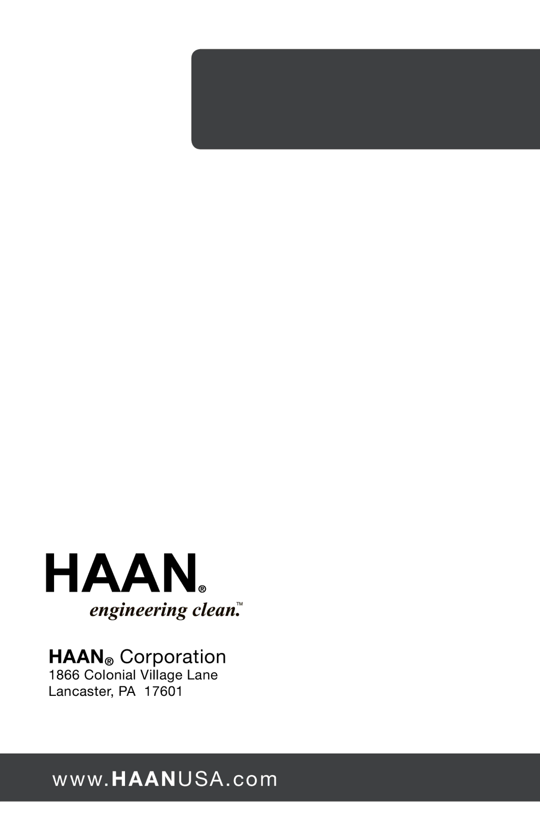 Haan GS-60 user manual Colonial Village Lane Lancaster, PA 