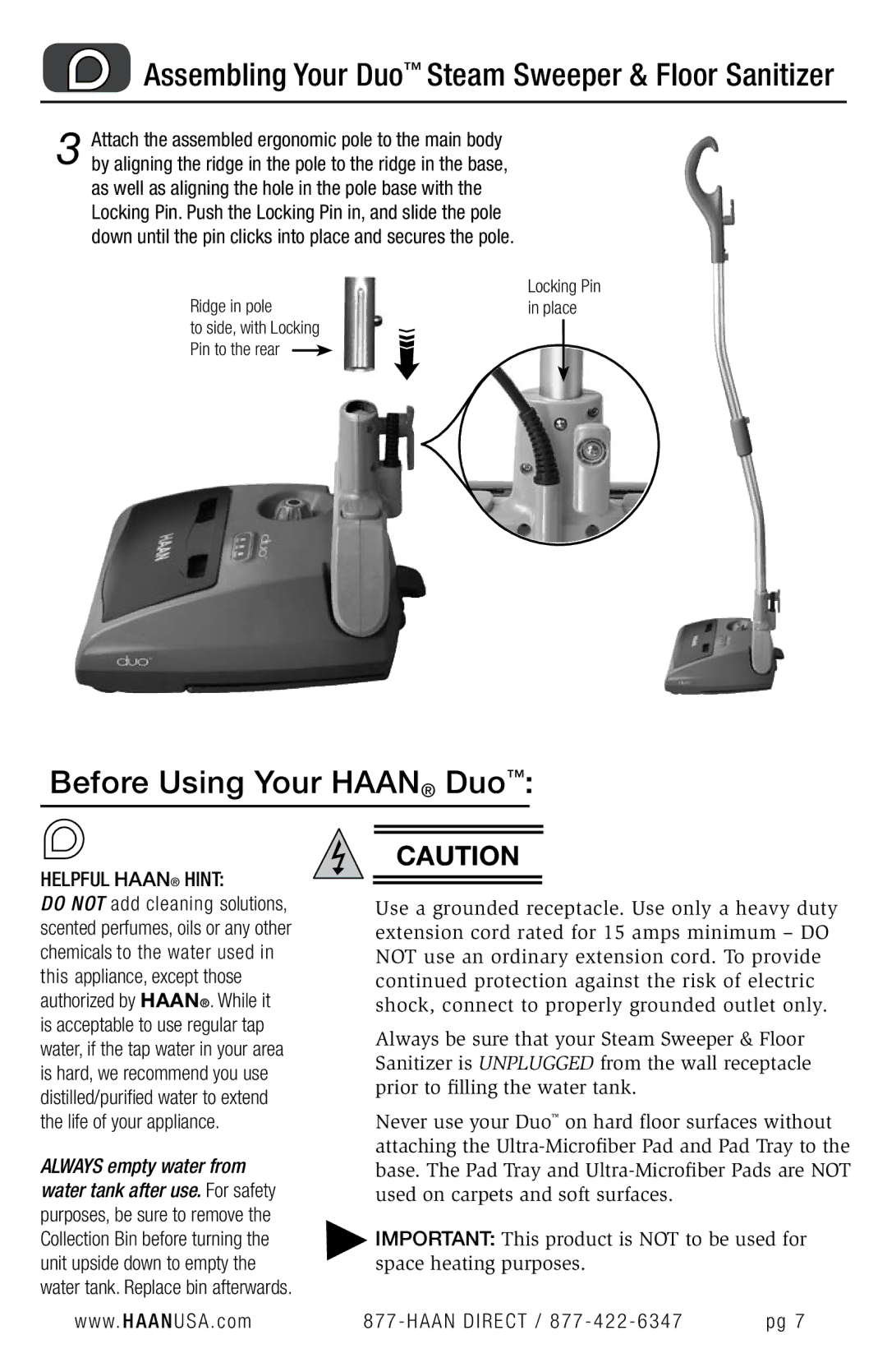 Haan HD-50 user manual Before Using Your Haan Duo 