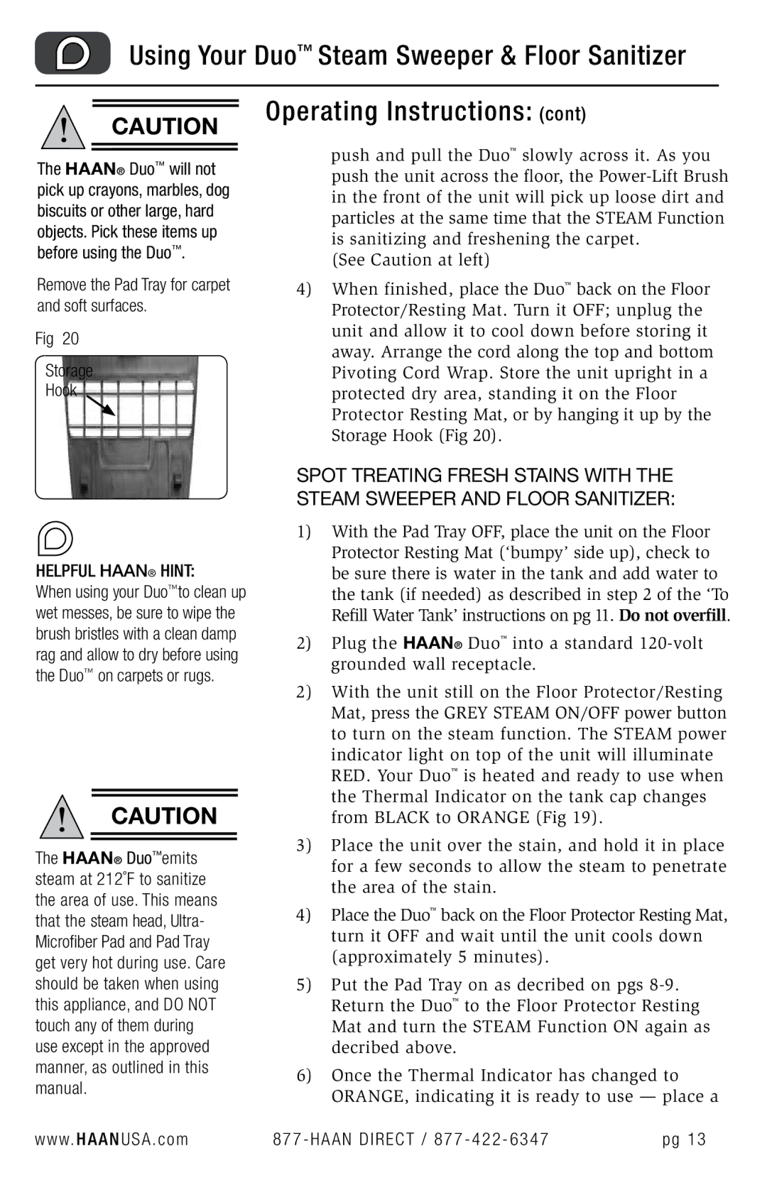 Haan HD-50 user manual Storage Hook 