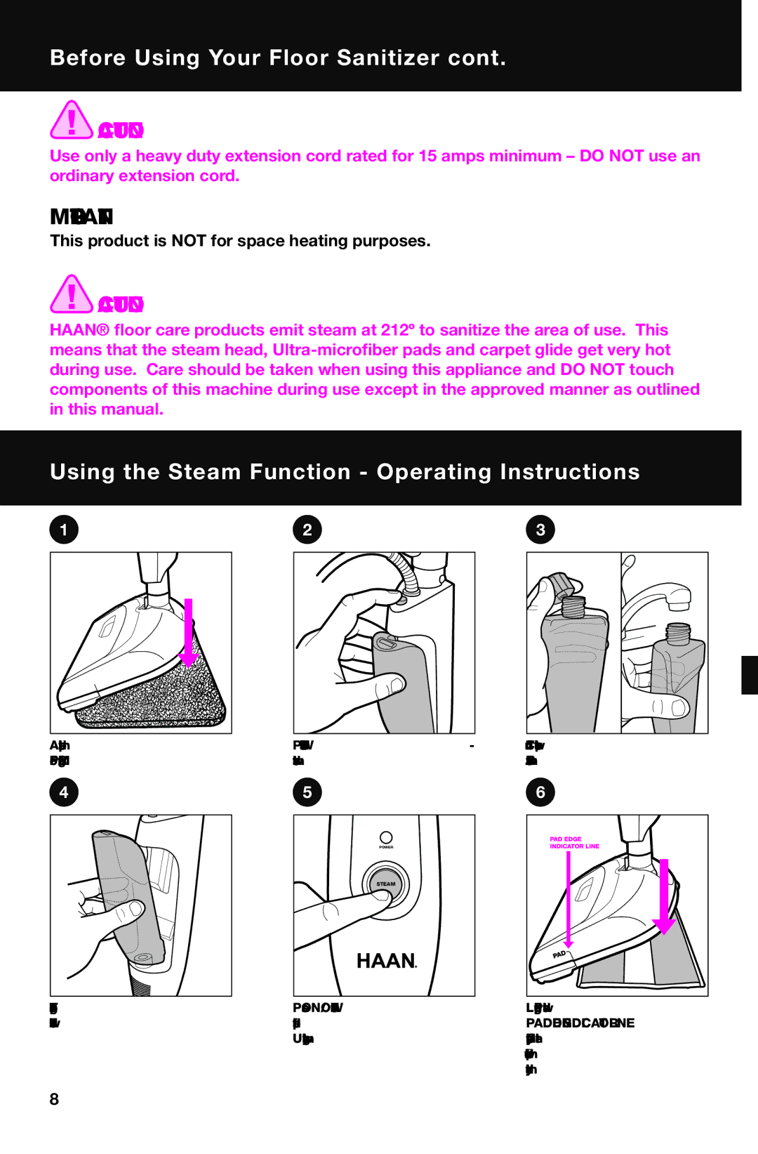 Haan HD-60 instruction manual Using the Steam Function Operating Instructions 