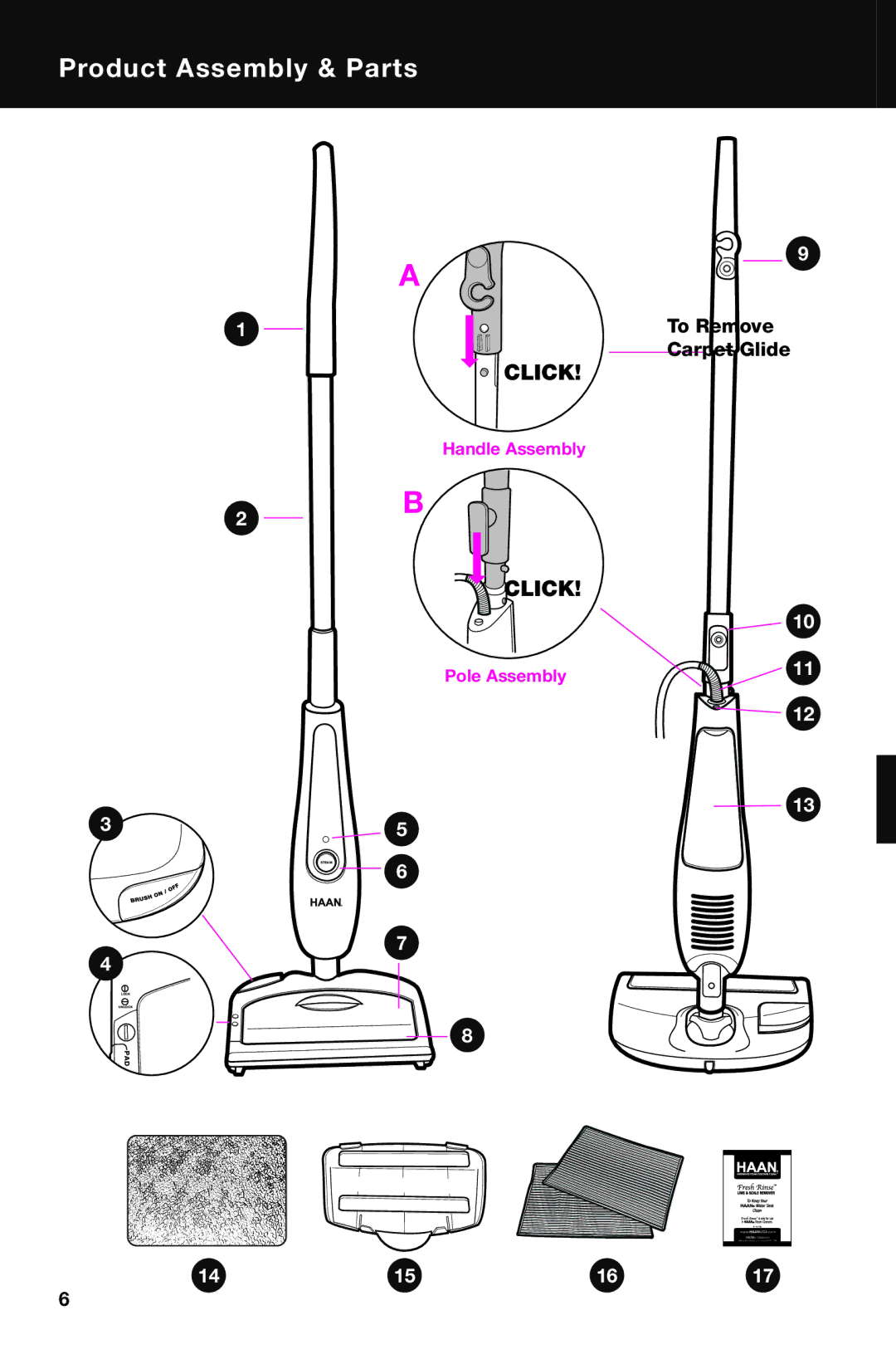 Haan HD-60 instruction manual Product Assembly & Parts, Click 