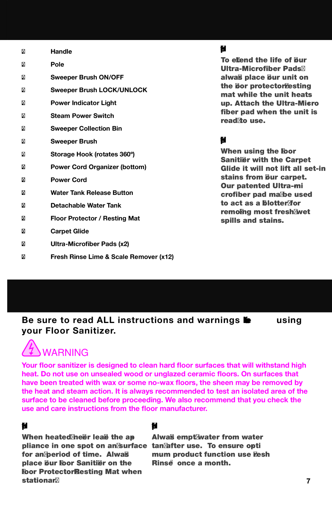 Haan HD-60 instruction manual Before Using Your Floor Sanitizer, Helpful Hint 