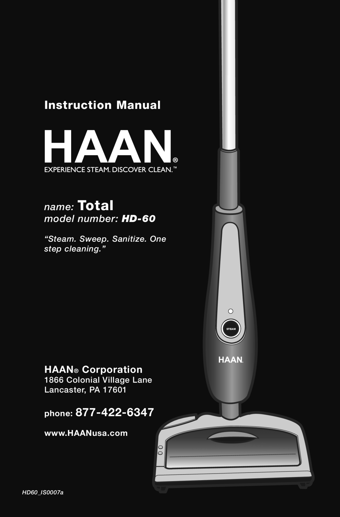 Haan instruction manual phone, HAAN Corporation, name Total model number HD-60, Colonial Village Lane Lancaster, PA 