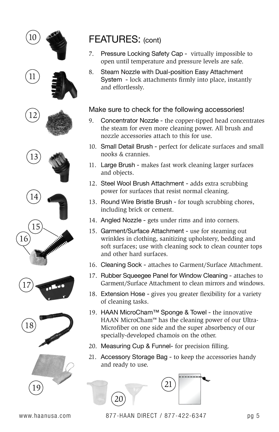 Haan HS-20 user manual Make sure to check for the following accessories 