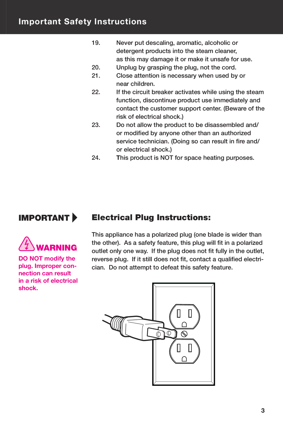 Haan SI-25 instruction manual Electrical Plug Instructions 