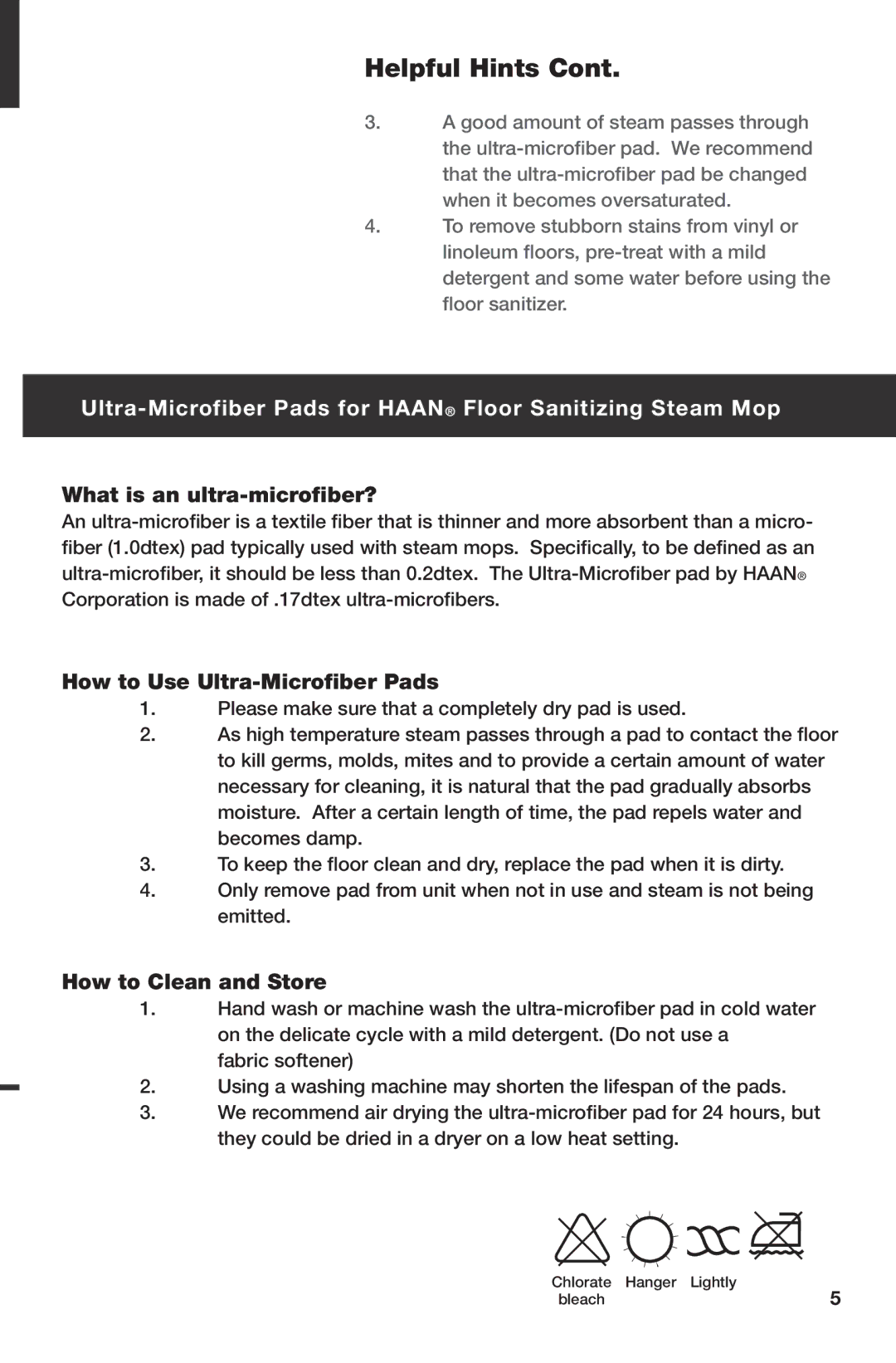 Haan SI-25 instruction manual Ultra-Microfiber Pads for Haan Floor Sanitizing Steam Mop 