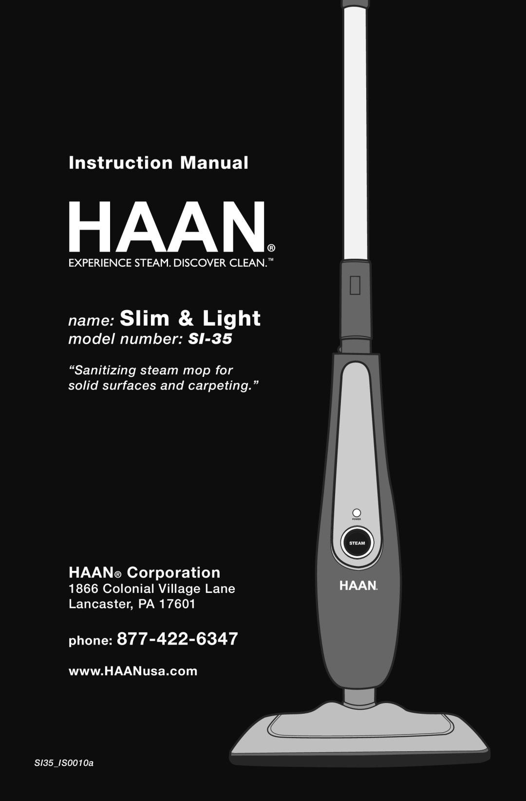 Haan SI-35 instruction manual Name Slim & Light, Haan Corporation 