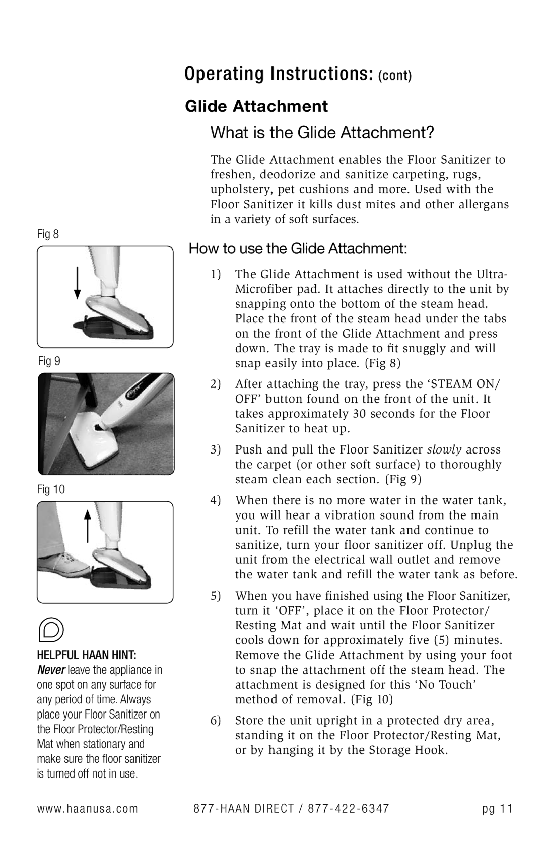 Haan SI-35 user manual How to use the Glide Attachment 