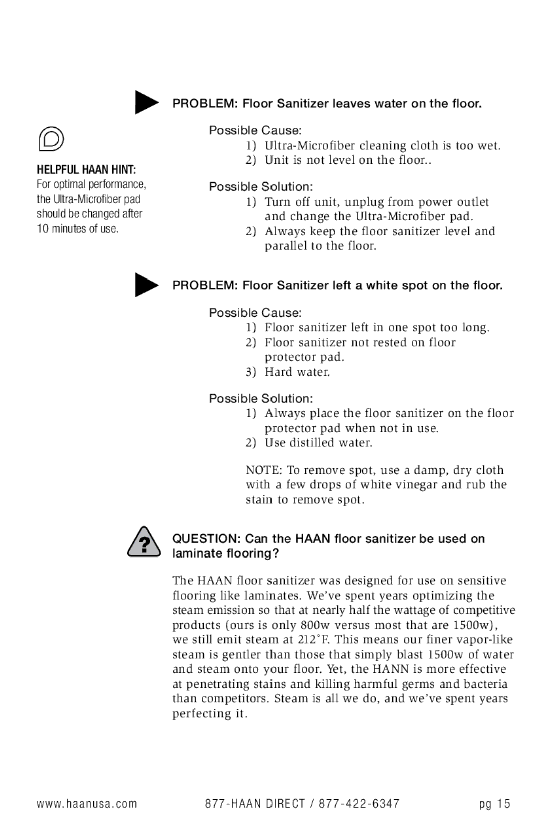 Haan SI-35 user manual Possible Solution 