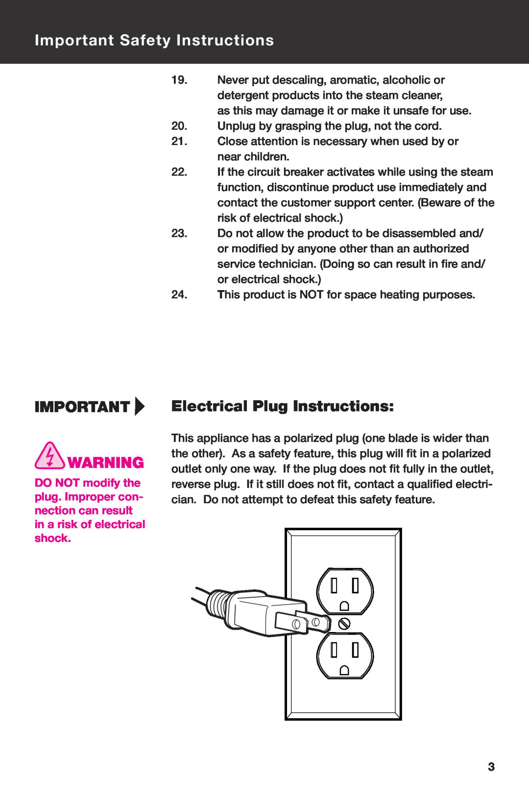 Haan SI-35 instruction manual Electrical Plug Instructions, Important Safety Instructions 