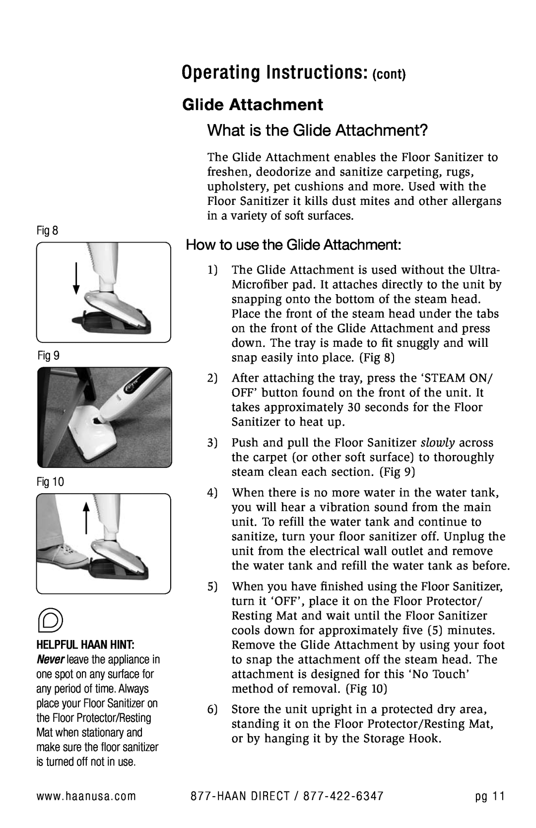 Haan SI-35 user manual What is the Glide Attachment?, How to use the Glide Attachment, Operating Instructions cont 