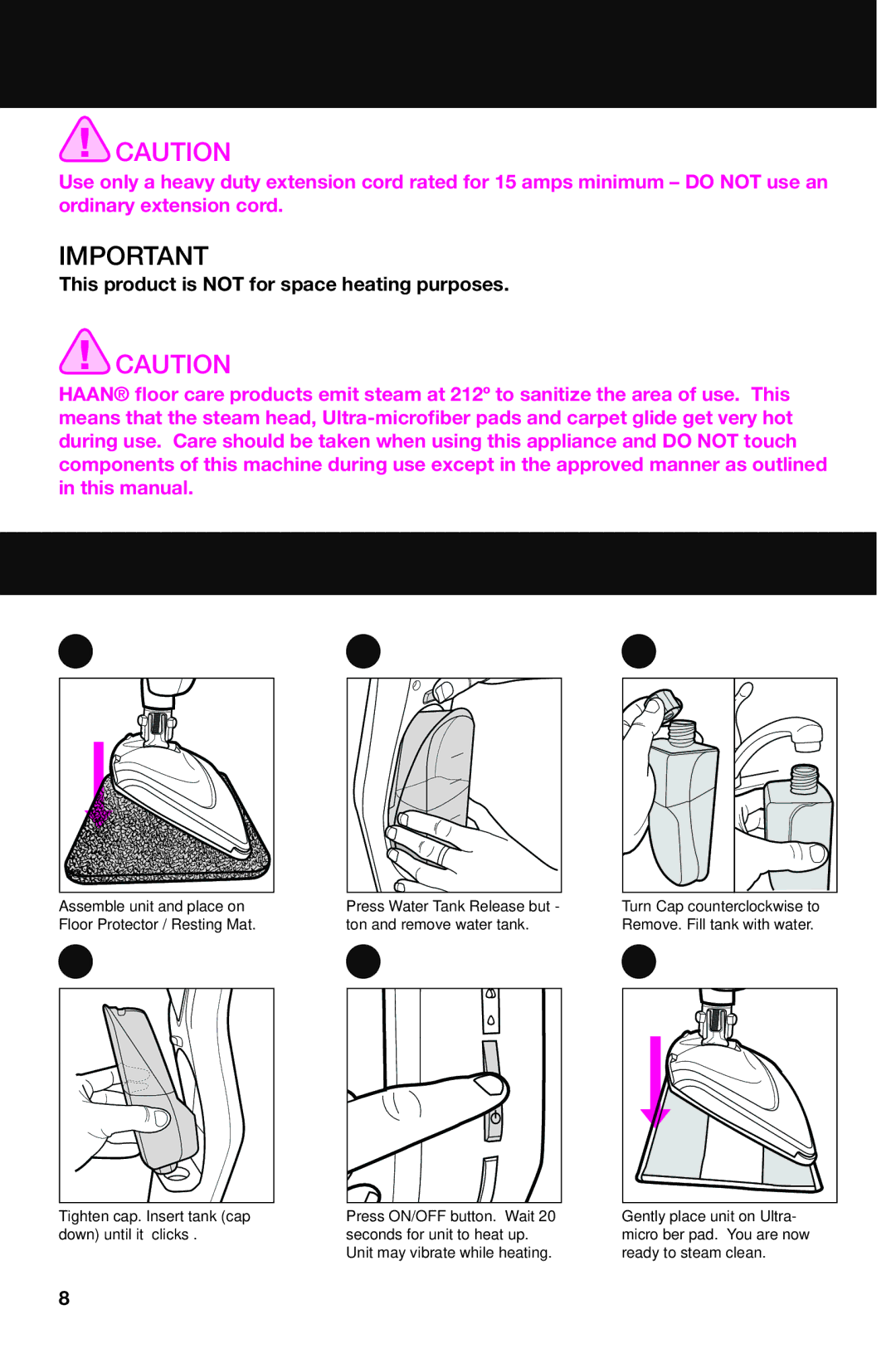 Haan SI-60 instruction manual Using Your Floor Sanitizer Operating Instructions 