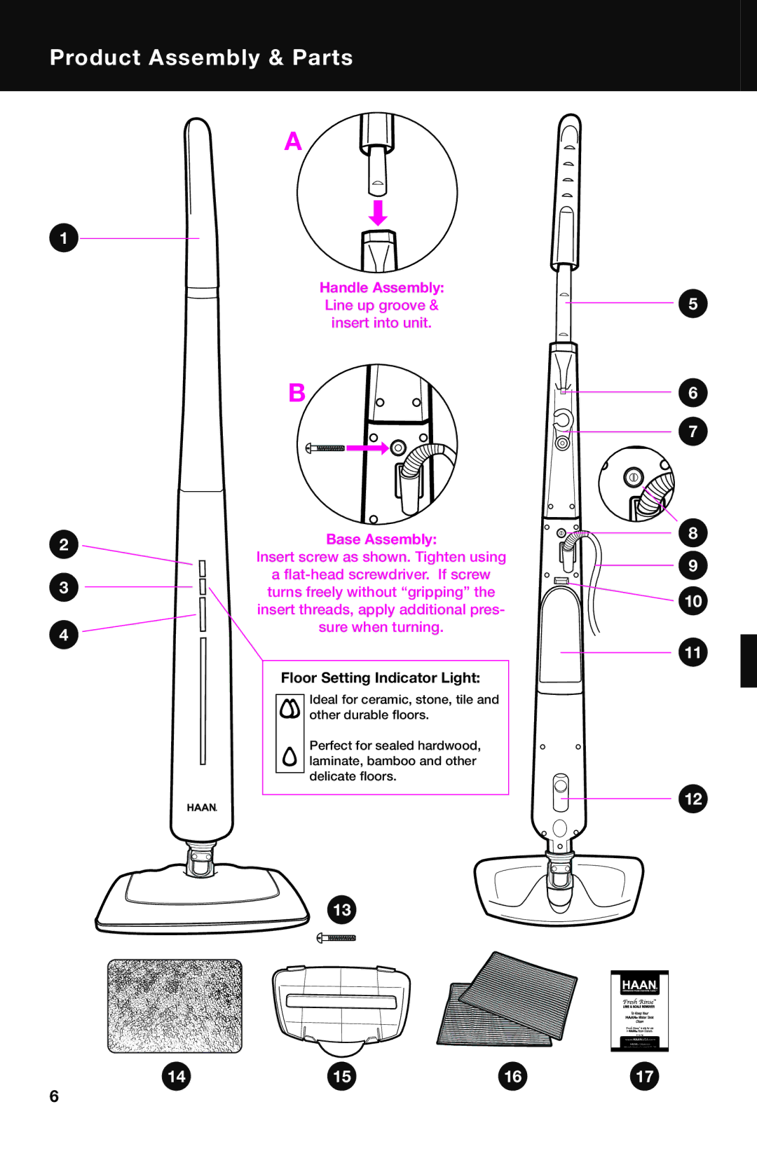 Haan SI-60 instruction manual Product Assembly & Parts, Handle Assembly 