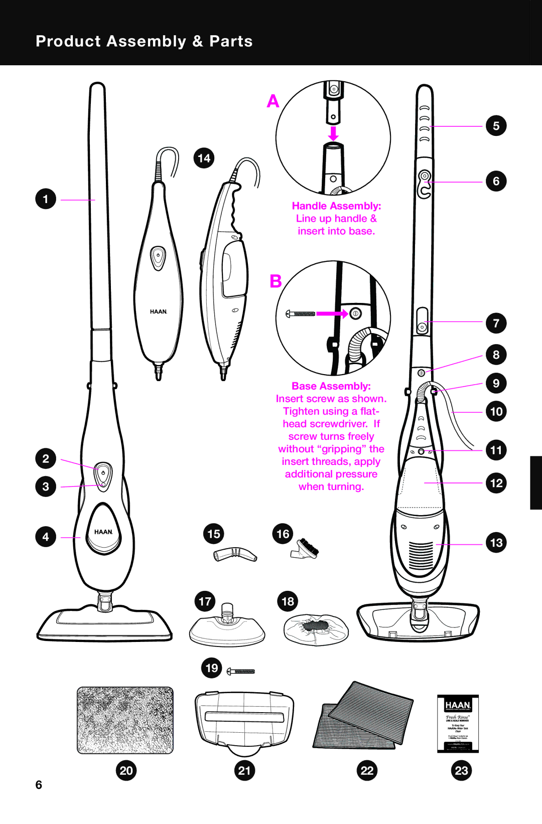 Haan SI-70 instruction manual Product Assembly & Parts, When turning 