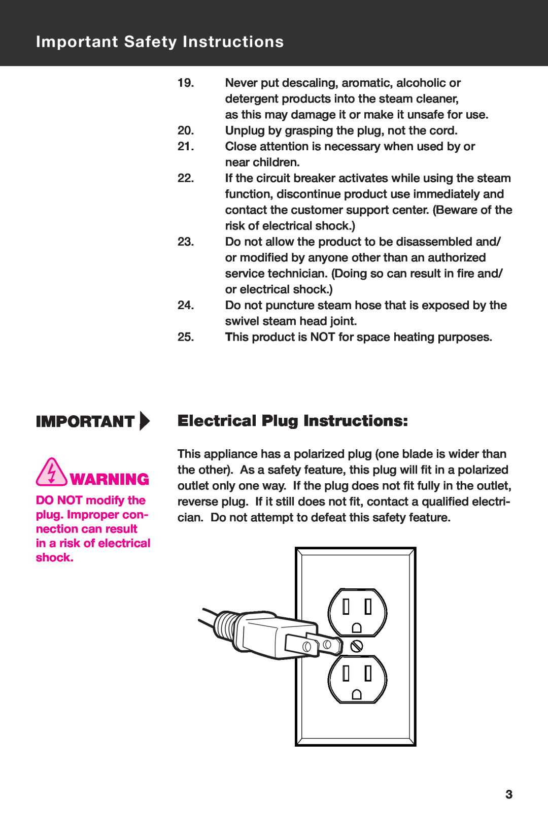 Haan SI-70 instruction manual Electrical Plug Instructions, Important Safety Instructions 