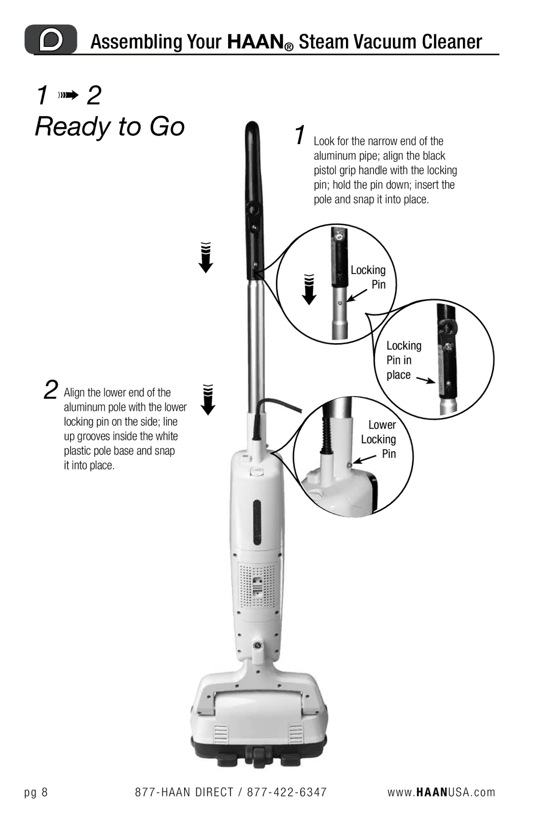 Haan SV-60 user manual Lower Locking Pin Haan Direct / 877 422 