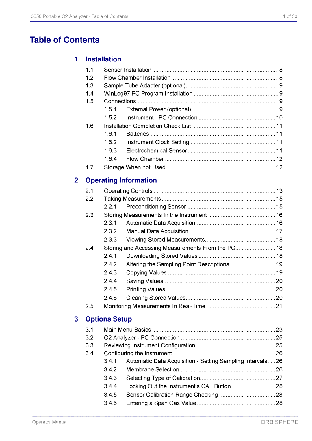 Hach 3650 manual Table of Contents 