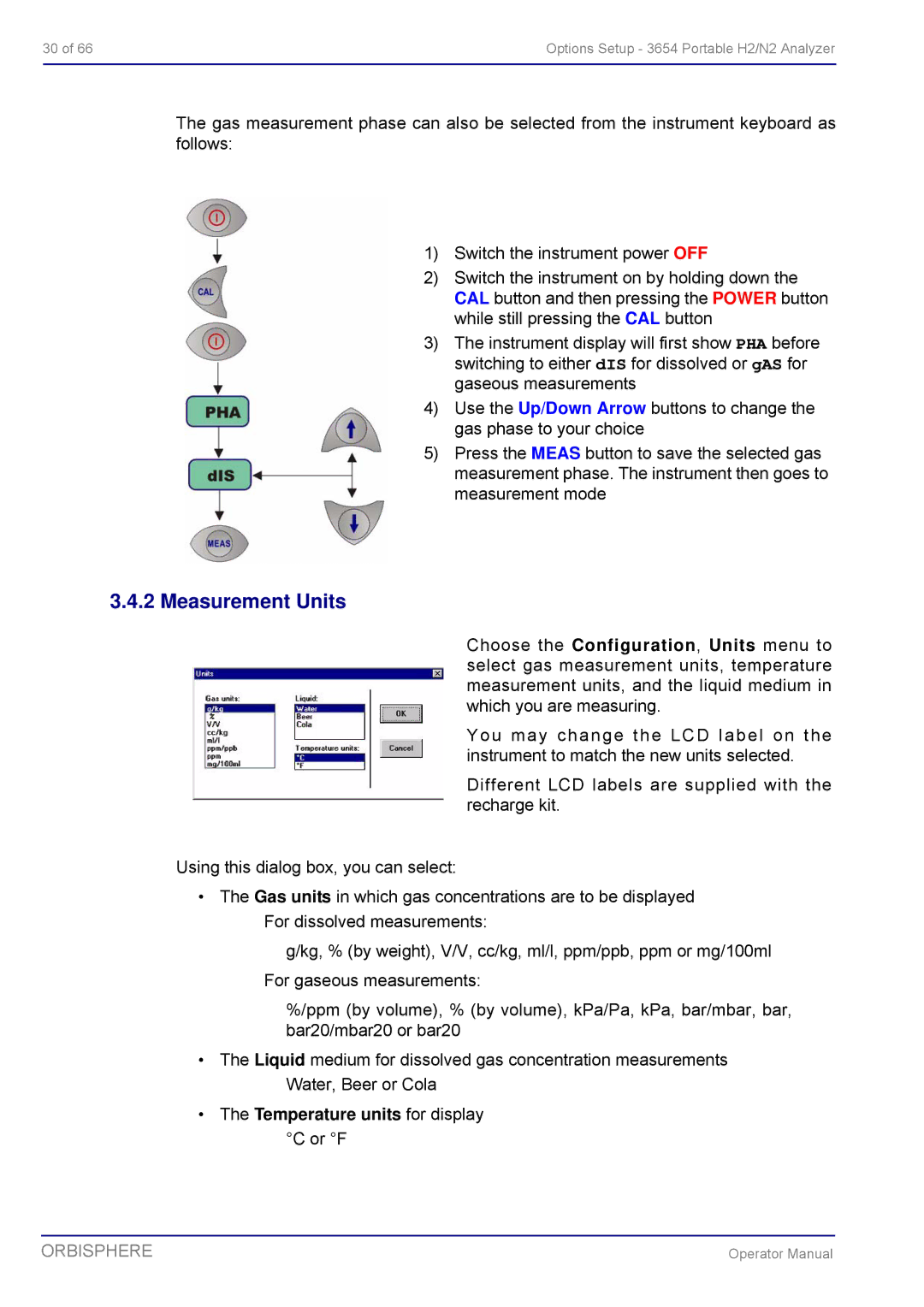 Hach 3654 Portable H2/N2 Analyzer manual Measurement Units 