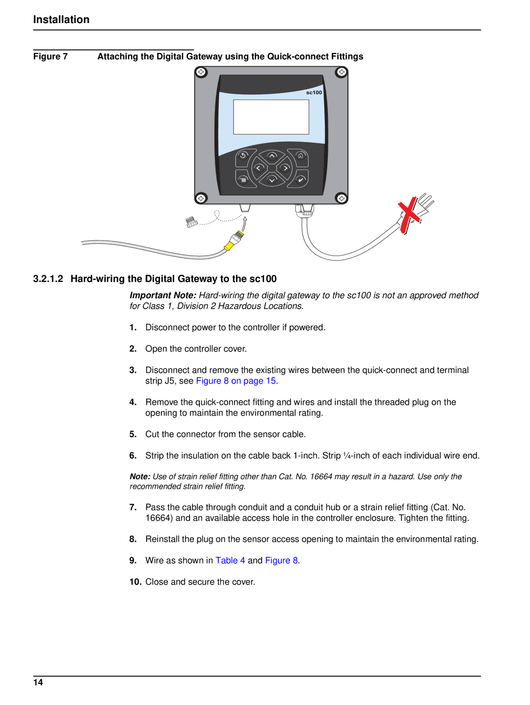 Hach 6120118 user manual Hard-wiring the Digital Gateway to the sc100 