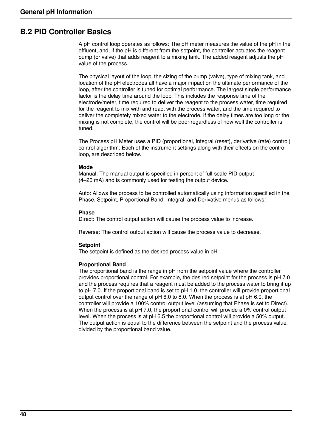 Hach 6120118 user manual PID Controller Basics, General pH Information 