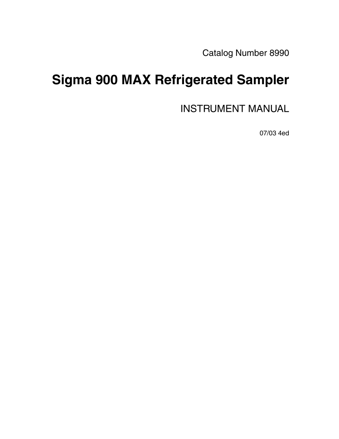 Hach manual Sigma 900 MAX Refrigerated Sampler 