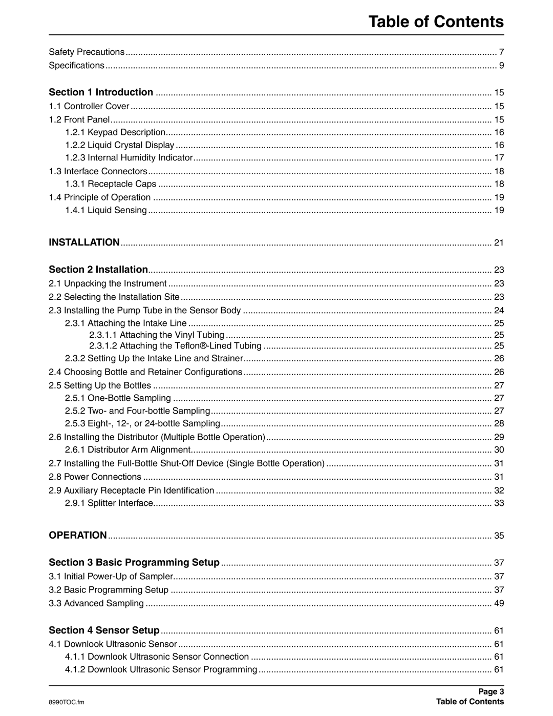 Hach 900 MAX manual Table of Contents 