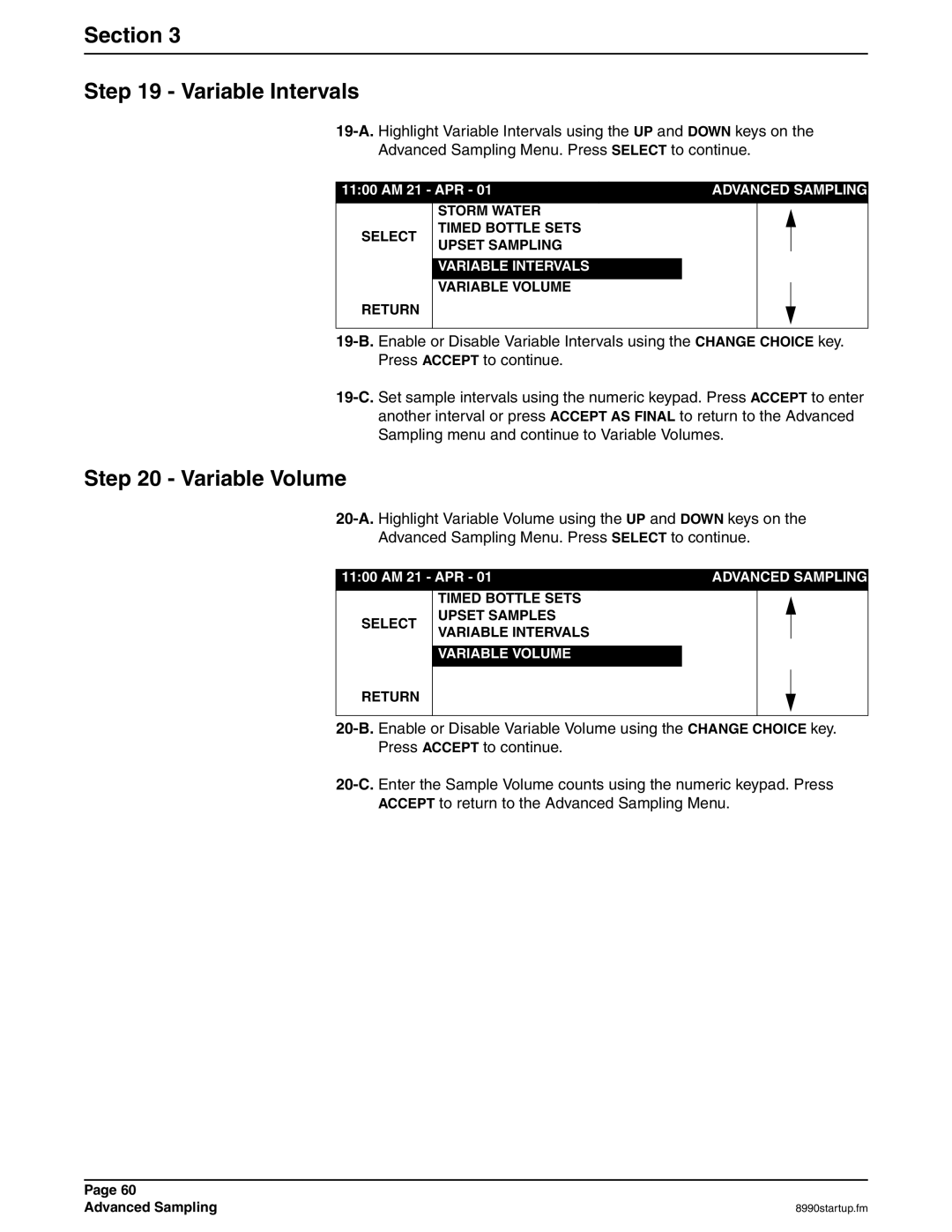 Hach 900 MAX manual Section Variable Intervals, Variable Volume 