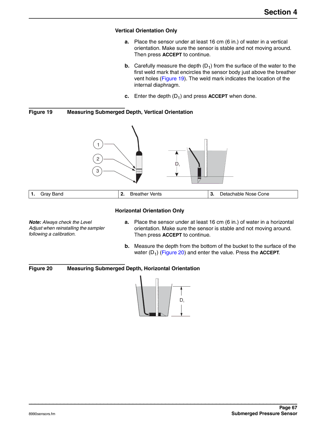 Hach 900 MAX manual Vertical Orientation Only, Horizontal Orientation Only 