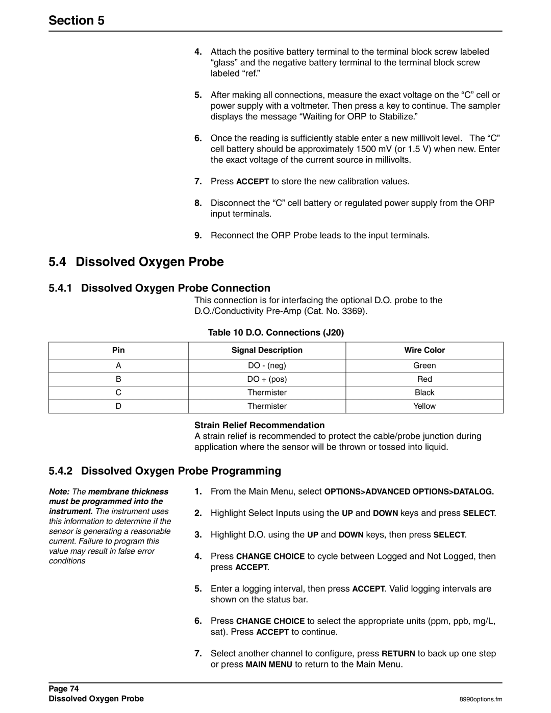 Hach 900 MAX manual Dissolved Oxygen Probe Connection, Dissolved Oxygen Probe Programming, O. Connections J20 