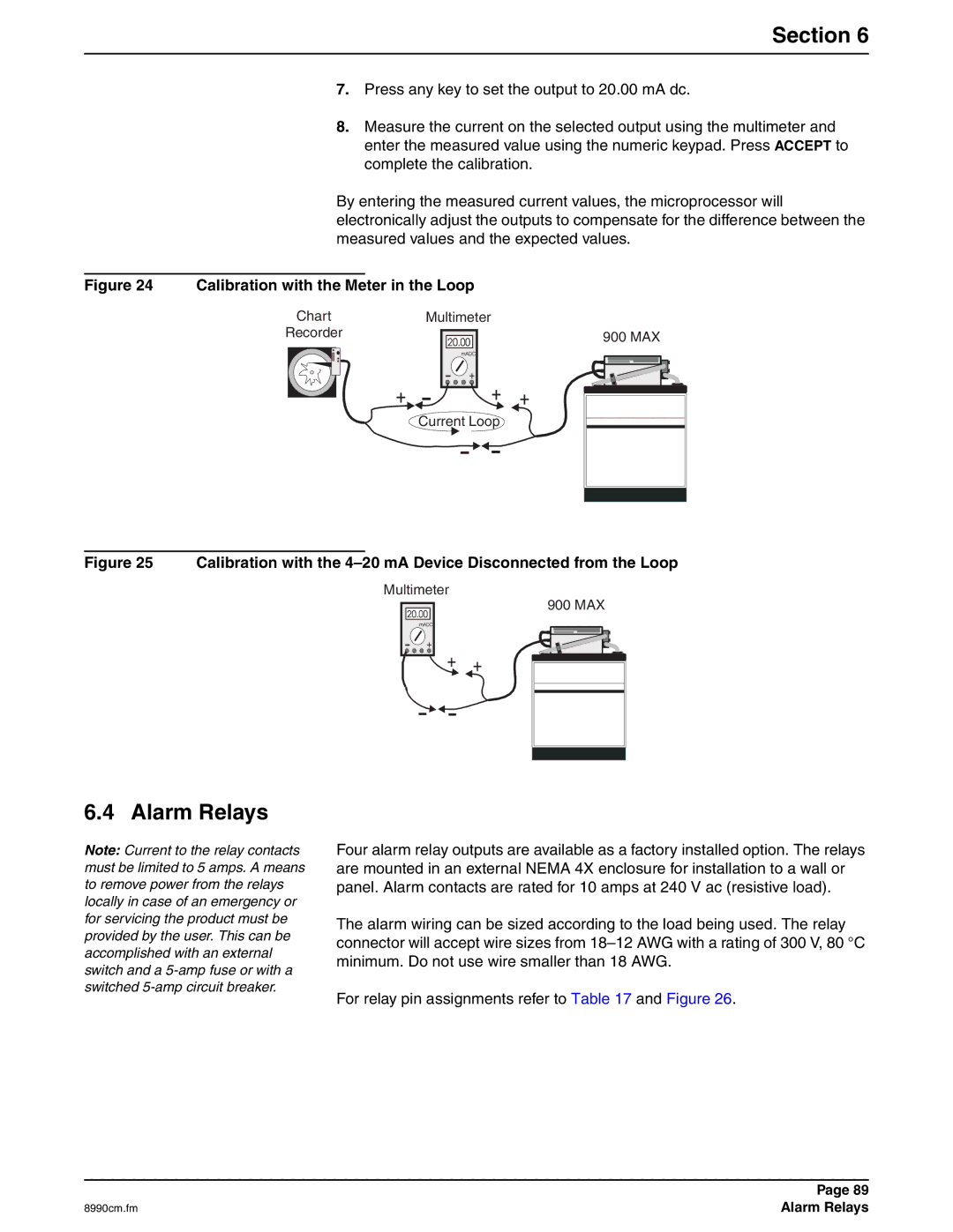 Hach 900 MAX manual Alarm Relays, Calibration with the Meter in the Loop 