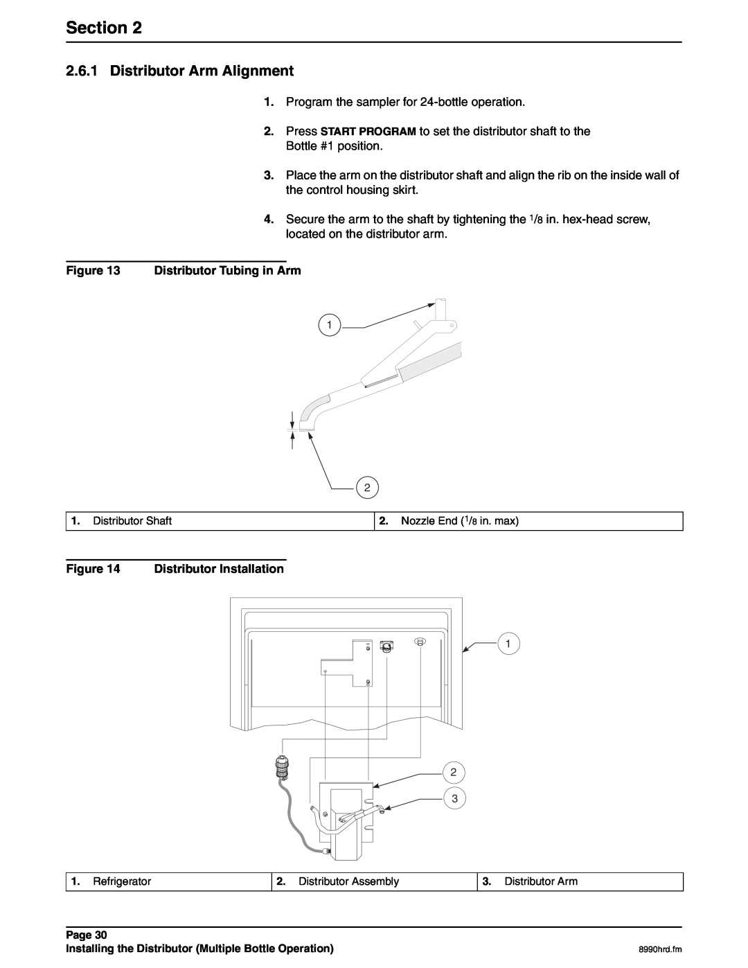 Hach 900 MAX manual 2.6.1Distributor Arm Alignment, Section, Distributor Tubing in Arm, Distributor Installation 