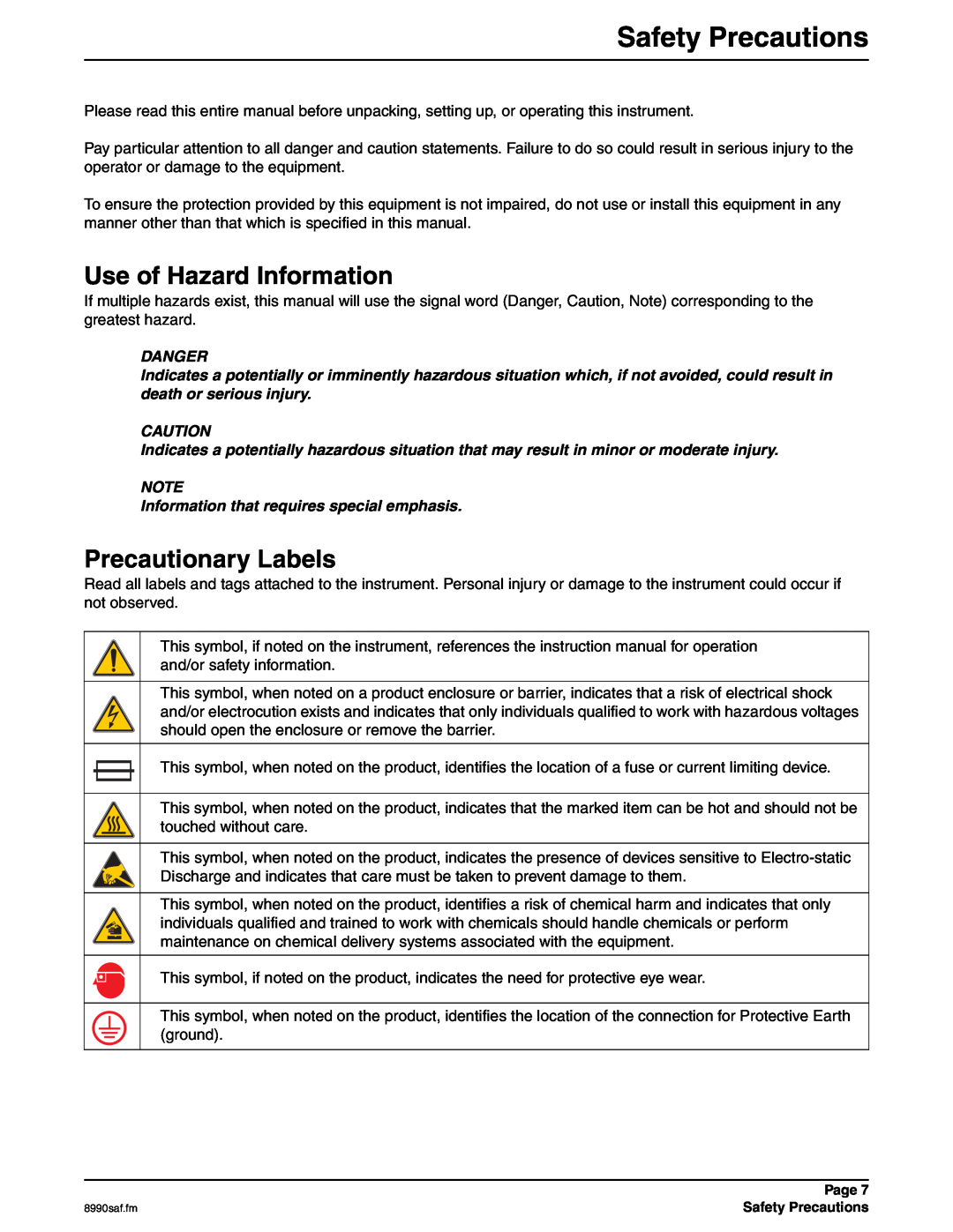 Hach 900 MAX manual Safety Precautions, Use of Hazard Information, Precautionary Labels 