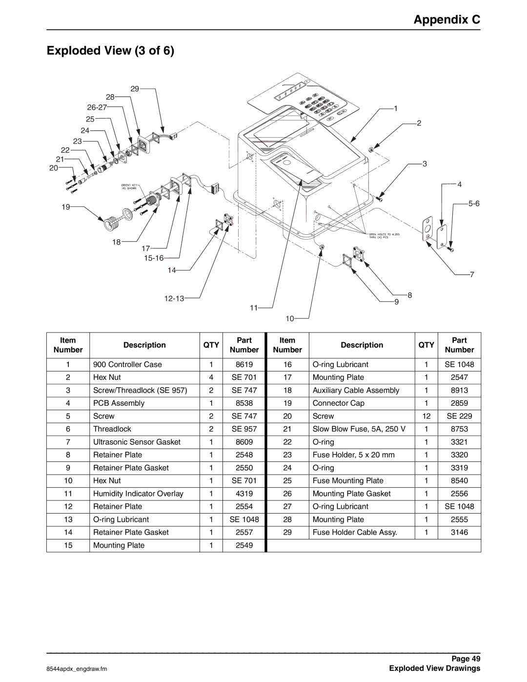 Hach 900 manual Appendix C Exploded View 3, Number 