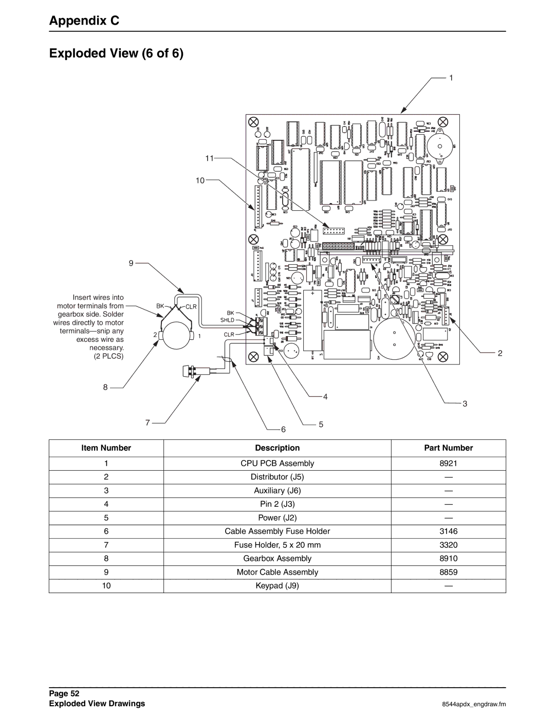 Hach 900 manual Appendix C Exploded View 6, Item Number Description Part Number 