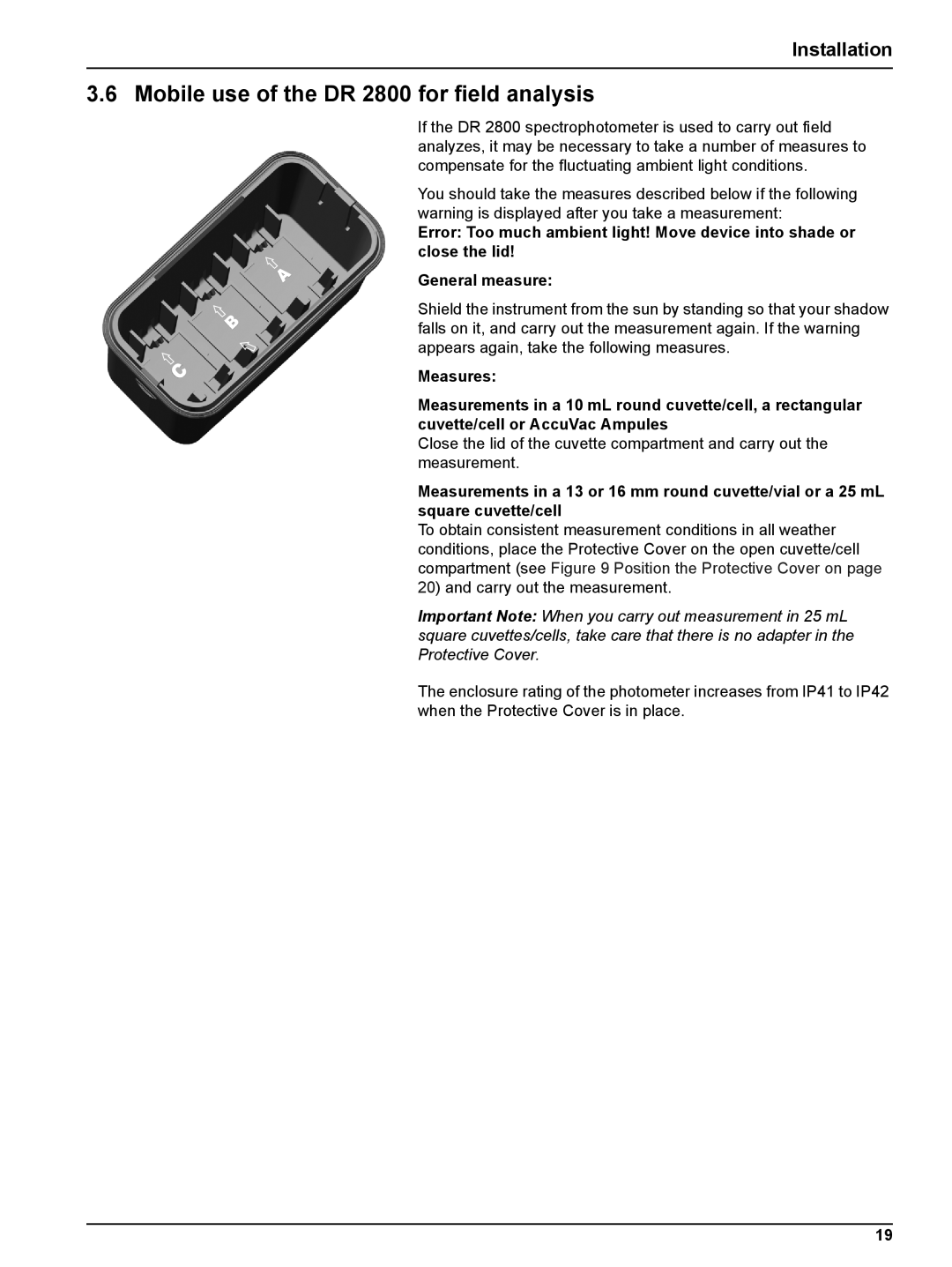 Hach user manual Mobile use of the DR 2800 for field analysis 