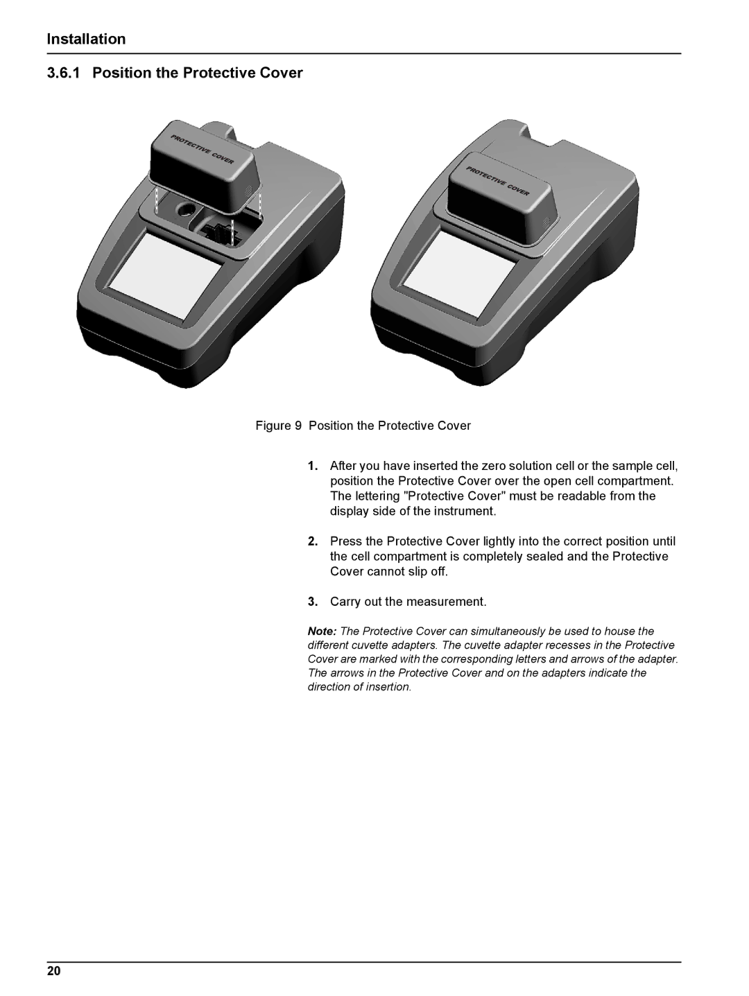 Hach DR 2800 user manual Installation Position the Protective Cover 