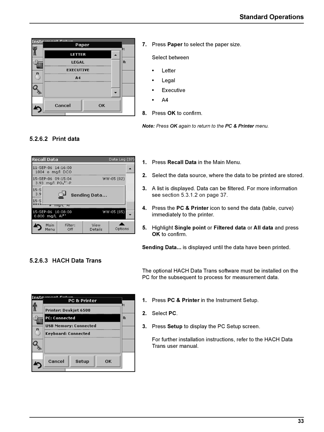 Hach DR 2800 user manual Print data, Hach Data Trans 