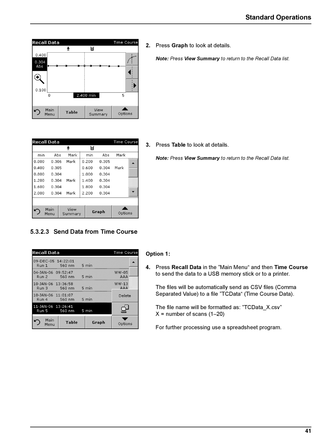 Hach DR 2800 user manual Send Data from Time Course, Option 