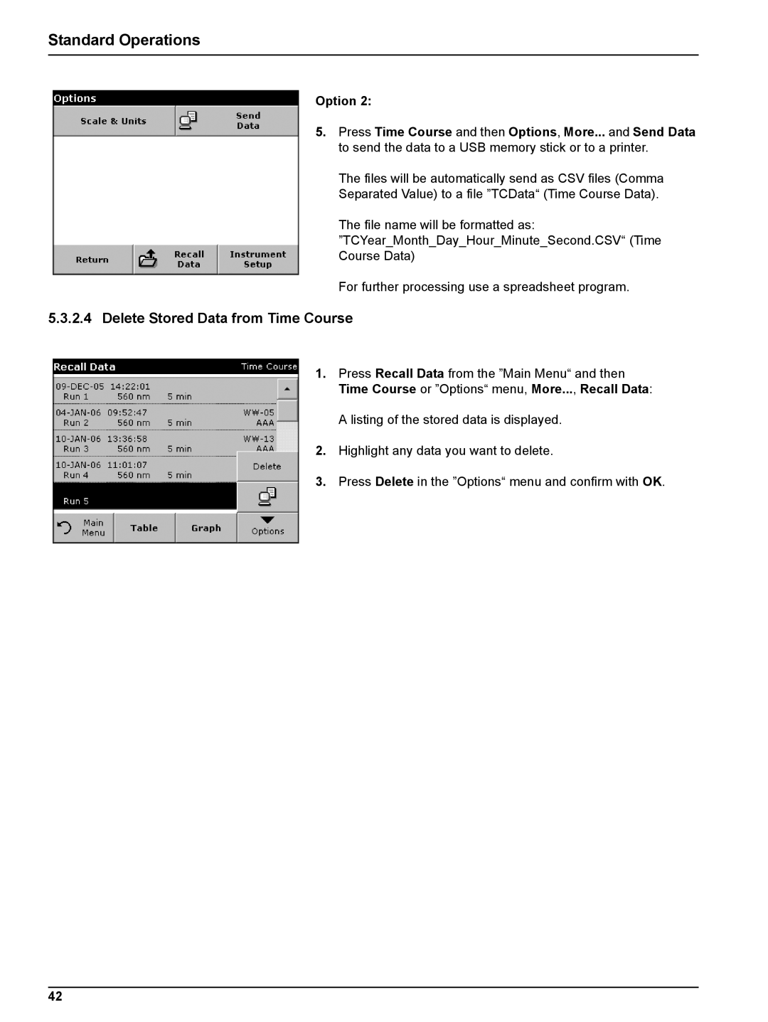 Hach DR 2800 user manual Delete Stored Data from Time Course 