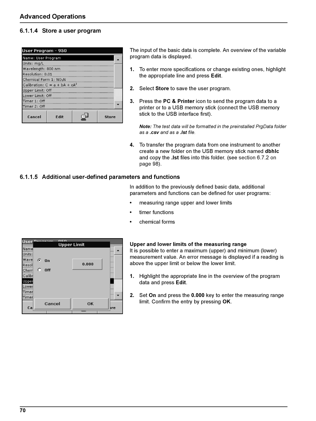 Hach DR 2800 user manual Store a user program, Additional user-defined parameters and functions 