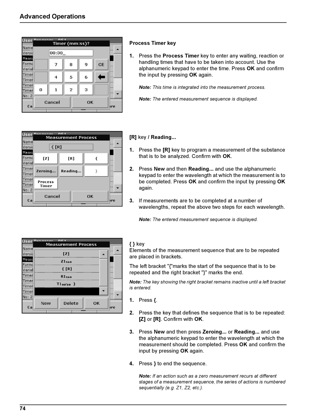 Hach DR 2800 user manual Process Timer key, Key / Reading 