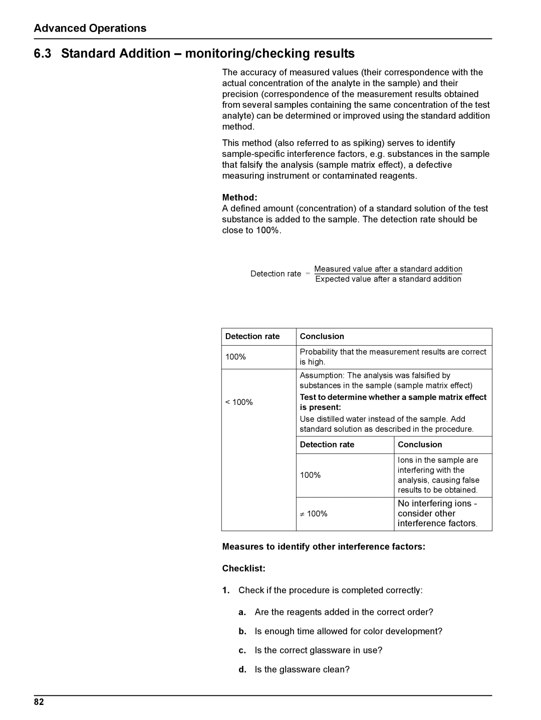 Hach DR 2800 user manual Standard Addition monitoring/checking results, Method 