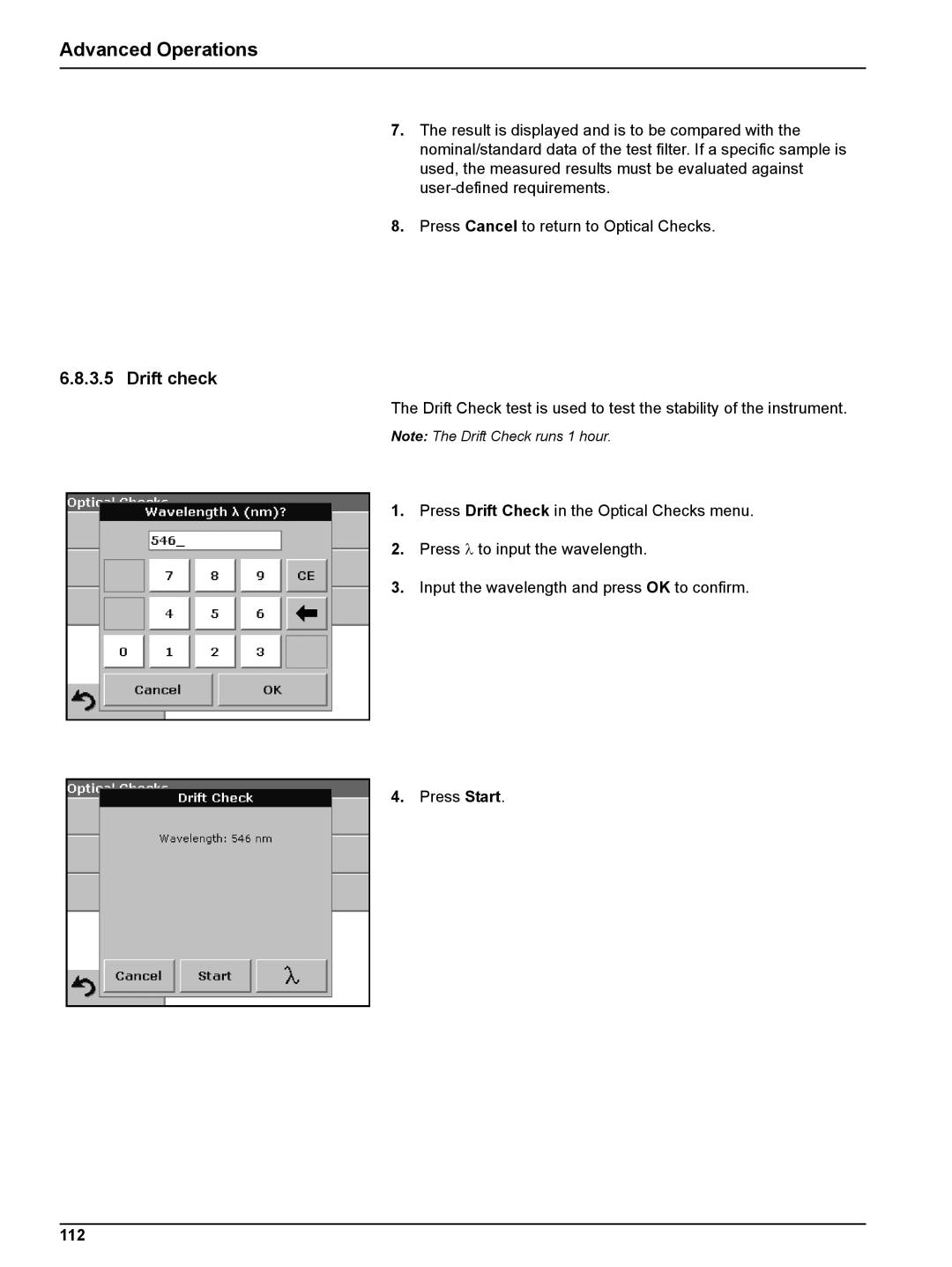 Hach DR 5000 user manual Drift check, 112 