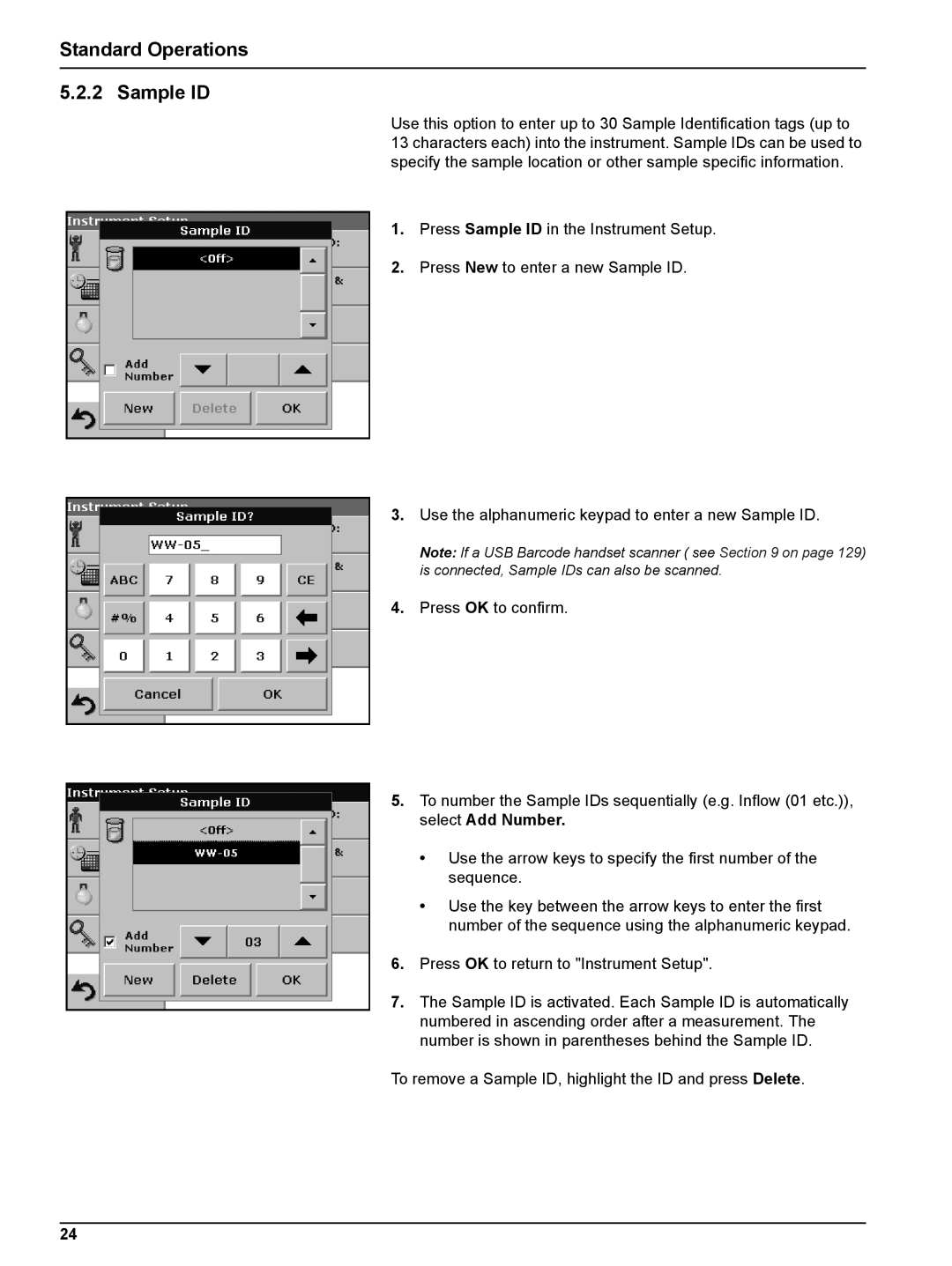 Hach DR 5000 user manual Standard Operations Sample ID 