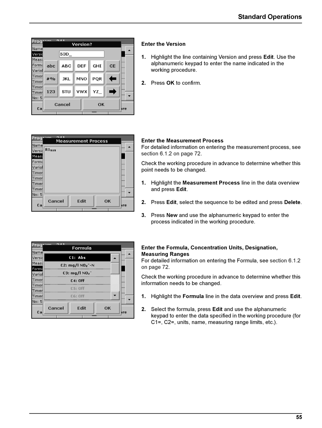 Hach DR 5000 user manual Enter the Version, Enter the Measurement Process 