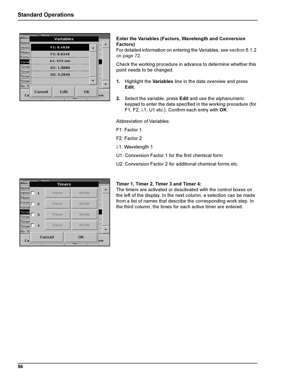 Hach DR 5000 user manual Timer 1, Timer 2, Timer 3 and Timer 