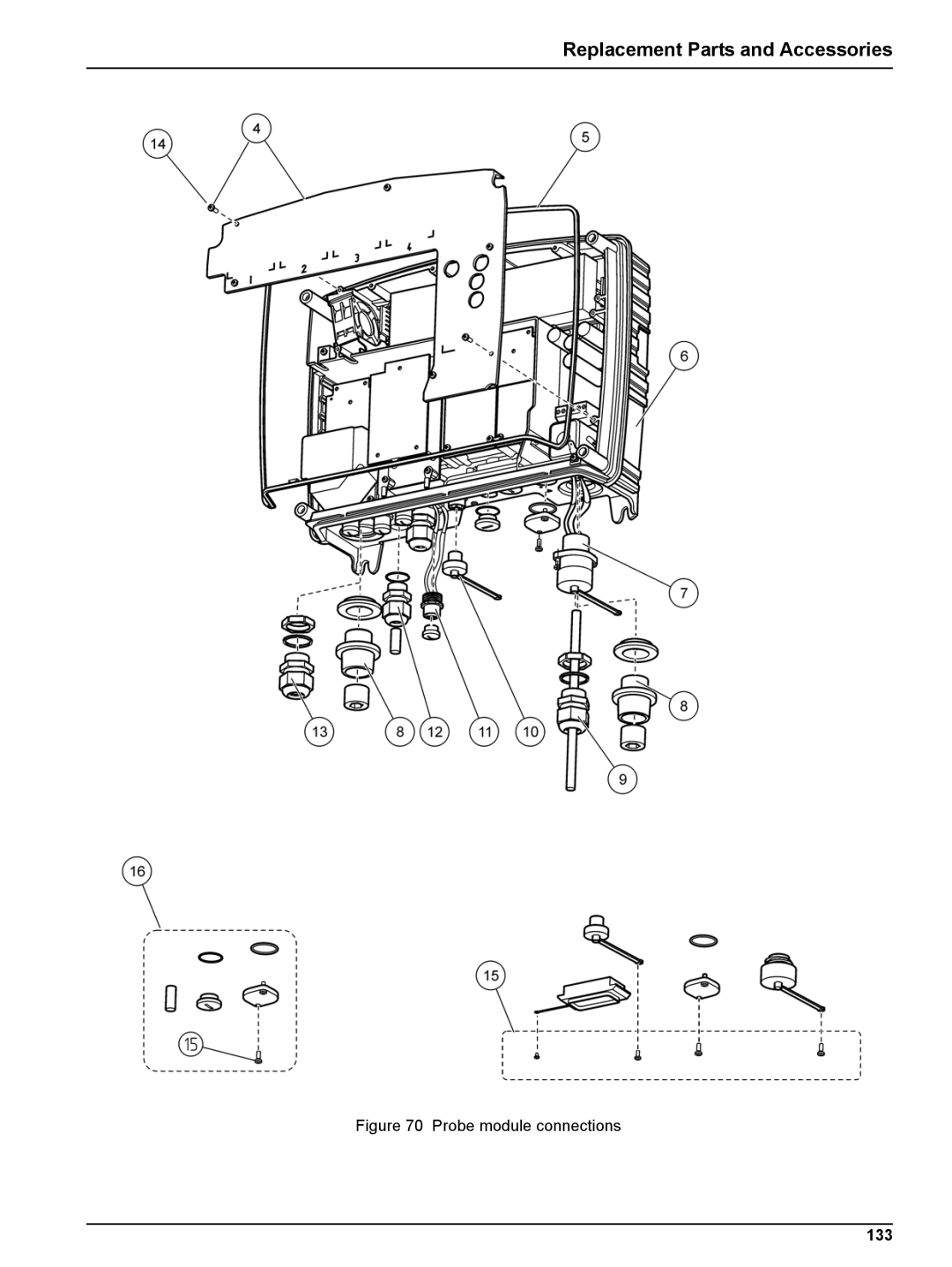 Hach sc1000 user manual Probe module connections, 133 