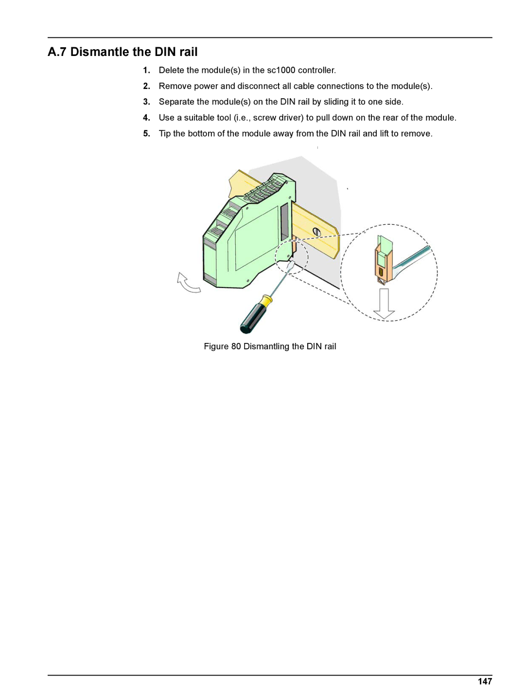 Hach sc1000 user manual Dismantle the DIN rail, 147 