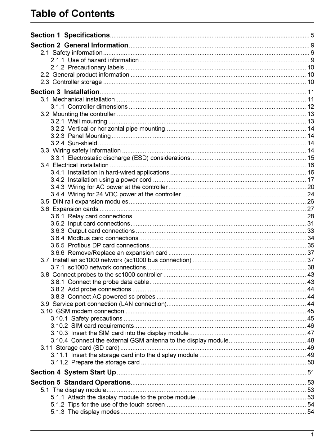 Hach sc1000 user manual Table of Contents 