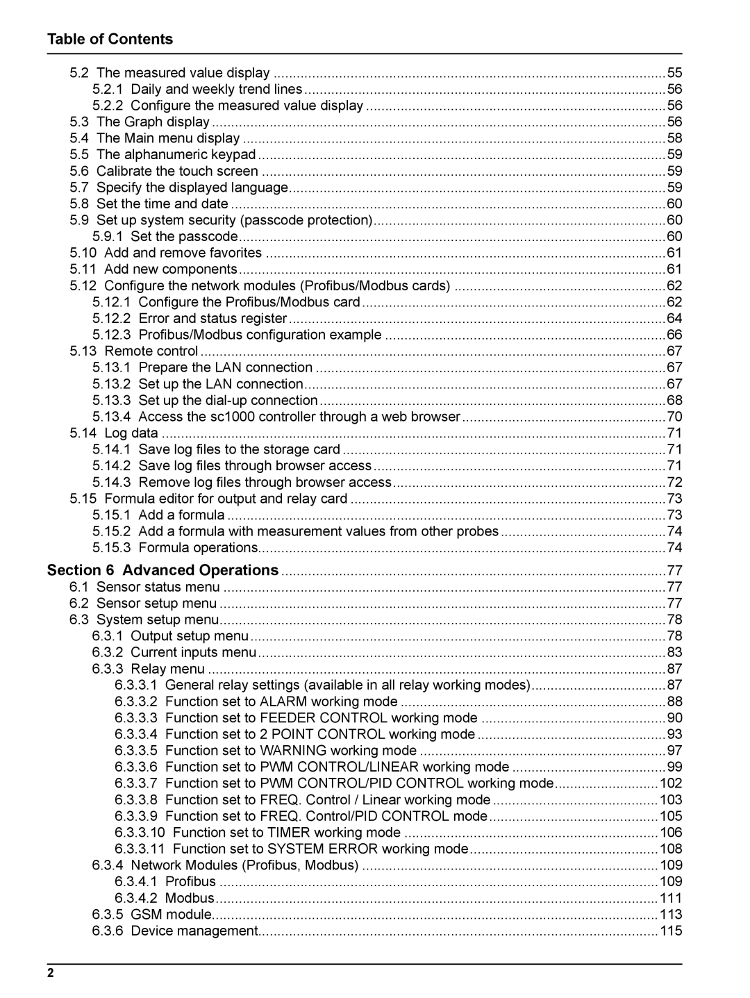 Hach sc1000 user manual Table of Contents 